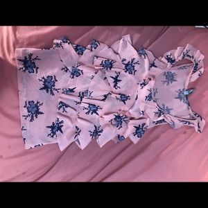 Floral tank top with ruffles